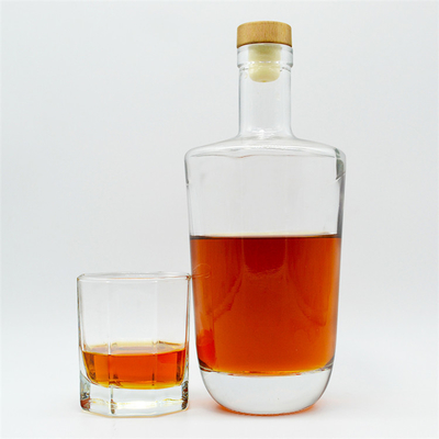 500 ml 750 ml Custom Shape Clear Glass Flask για Ουίσκι Μπράντυ Τεκίλα Τζιν Βότκα