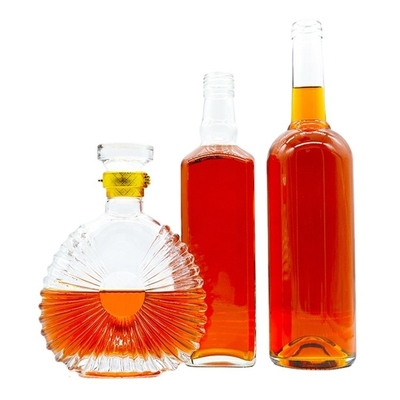 375ml 500ml 700ml 750ml Διαφορετικά μεγέθη Γυάλινα μπουκάλια για ποτό Βότκα Ουίσκι Ρομ Τζιν