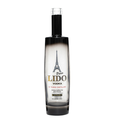 Διαυγές παγωμένο στρογγυλό 700 ml 750 ml ποτό ρούμι βότκα γυάλινο μπουκάλι με υλικό κολάρο Super Flint