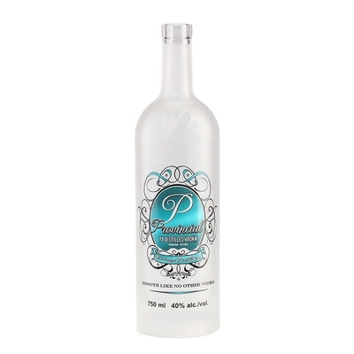 Διαυγές παγωμένο στρογγυλό 700 ml 750 ml ποτό ρούμι βότκα γυάλινο μπουκάλι με υλικό κολάρο Super Flint