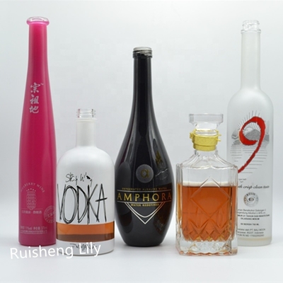 375ml 700ml 750ml Βότκα Ουίσκι Λικέρ γυάλινο μπουκάλι με προσαρμοσμένο σχεδιασμό και επιφάνεια πάγου