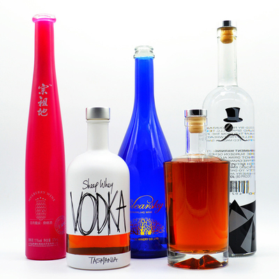 375ml 700ml 750ml Βότκα Ουίσκι Λικέρ γυάλινο μπουκάλι με προσαρμοσμένο σχεδιασμό και επιφάνεια πάγου
