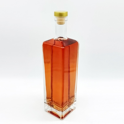 Τετράγωνο σχήμα 750 ml γυάλινο μπουκάλι για Custom Gin Rum Whiskey Vodka Spirits and Liquor