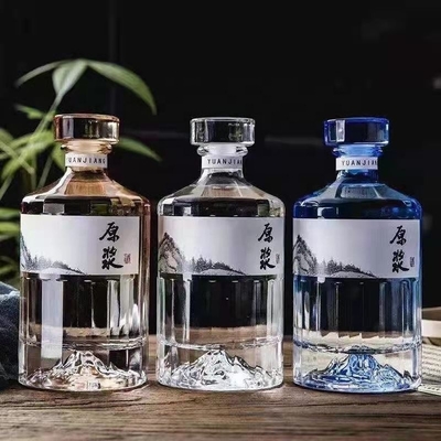Υπερ-Φρίντ υλικό κολάρο Custom κενό 500ml γυάλινο μπουκάλι για ουίσκι αδιάσπαστο σχεδιασμό