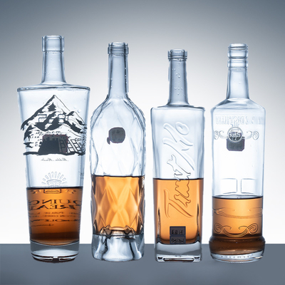 750 ml ορθογώνιο μπουκάλι μπράντυ με μακρύ λαιμό και γυαλί Super Flint