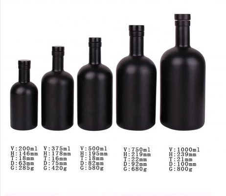 250 ml 375 ml 500 ml 700 ml 750 ml κενά γυάλινα μπουκάλια με καπάκι και οθόνη εκτύπωσης