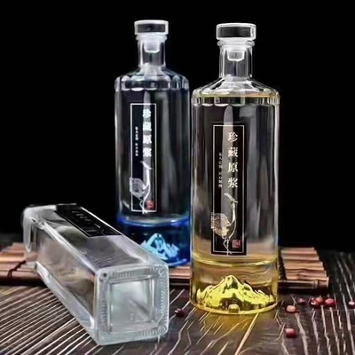 Προσαρμοσμένο σχεδιασμό 750ml τετραγωνικό γυάλινο μπουκάλι κρασιού για σφραγίσματα κρασιού τύπου CORK / βίδα Top
