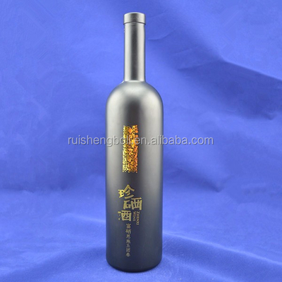 Ιδιωτικό εργοστάσιο 750 ml Μπουκάλια κρασιού από μαύρο γυαλί για κρασί/ελαιόλαδο/ουίσκι σε συσκευασία από χαρτόνι