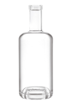 Εκτύπωση λογότυπου πελάτη 750 ml διαυγές παγωμένα γυάλινα μπουκάλια για οινοπνευματώδη αλκοόλ ουίσκι τζιν βότκα