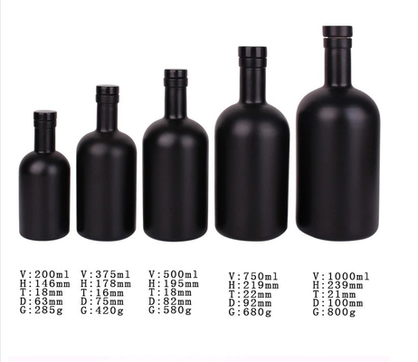 375 ml 700 ml 2 λίτρων Γαλάζιο τετραγωνικό γυάλινο μπουκάλι για εκτύπωση Αλκοόλ Λικέρ Βότκα Ρομ Τζιν