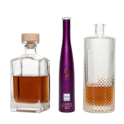 750 ml μπουκάλι γυαλιού βότκας με χειρισμό επιφάνειας Decal και εκτύπωση χρώματος κρυστάλλου