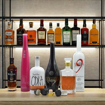 Διαυγές 375ml 500ml 700ml 750ml Custom Frosted Printing Spray Μπράντυ Ουίσκι Λικέρ Βότκα μπουκάλι με κάλυμμα