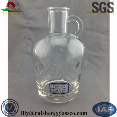 Μπουκάλι γυαλιού Μπράντυ με λαβή 500 ml 750 ml Βότκα ρούμι Αλκοόλ Ουίσκι γυάλινο κολάρο