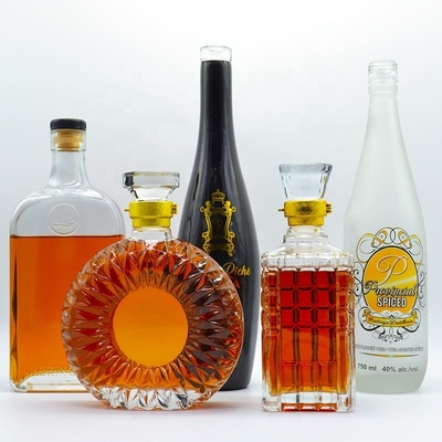 750 ml μπουκάλι γυαλιού βότκας με χειρισμό επιφάνειας Decal και εκτύπωση χρώματος κρυστάλλου