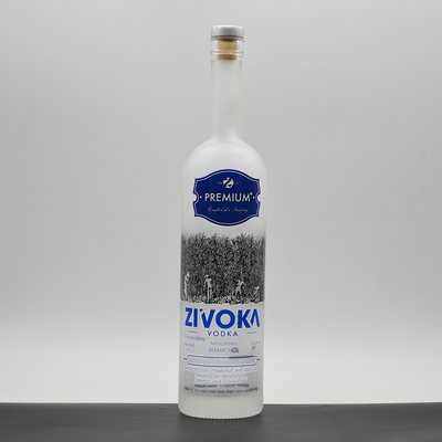 750 ml μπουκάλι γυαλιού βότκας με χειρισμό επιφάνειας Decal και εκτύπωση χρώματος κρυστάλλου