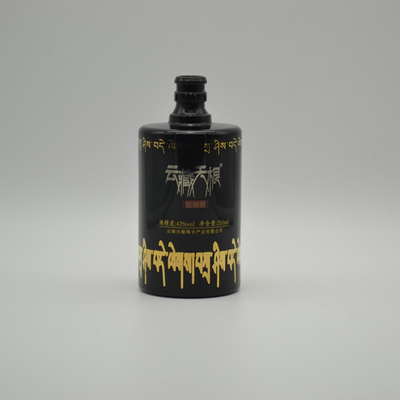 750 ml Black Label Whiskey Glass Flask με επιφάνεια Decal και σύστημα κλεισίματος από φελλό
