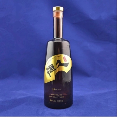 750 ml Black Label Whiskey Glass Flask με επιφάνεια Decal και σύστημα κλεισίματος από φελλό