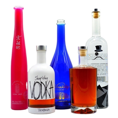 Διαυγές γυάλινο μπουκάλι 750 ml για στρογγυλά ποτά Ουίσκι Σαμπάνια 500 ml χωρητικότητα