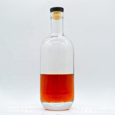 Διαυγές γυάλινο μπουκάλι 750 ml για στρογγυλά ποτά Ουίσκι Σαμπάνια 500 ml χωρητικότητα