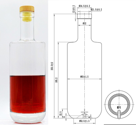 700 ml τετραγωνικό μπουκάλι 250 ml τζιν βότκα ποτό ποτό γυάλινο μπουκάλι από Yuncheng Ruisheng