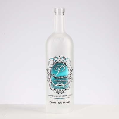 500 ml Προσαρμοσμένη εκτύπωση με οθόνη Frosted Crown Royal Whisky Vodka Gin γυάλινα μπουκάλια με φελλό