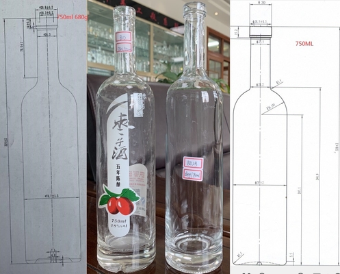 Ιδιωτική ετικέτα οινοπνευματώδη ποτά 200ml 300ml 500ml 750ml 1000ml γυάλινα μπουκάλια για την αγορά της Σαντόνγκ