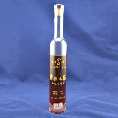 Προσαρμόσιμη εκτύπωση λογότυπου Slim Tall Round Glass Μπουκάλια ποτού με φελλό σφραγίδα