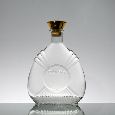 Βυθισμένο Super Flint Glass Alcohol Jar 750 ml Bulk Liquor Glass Flask με φελλό 1 λίτρο