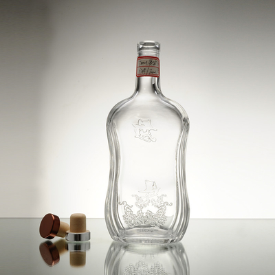 Υλικό γυαλιού υψηλής πυρίτιδας 750 ml γυάλινο μπουκάλι διαυγές μπουκάλια ελαιολάδου τύπου φελλού