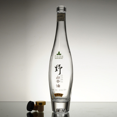 Υλικό γυαλιού υψηλής πυρίτιδας 750 ml γυάλινο μπουκάλι διαυγές μπουκάλια ελαιολάδου τύπου φελλού