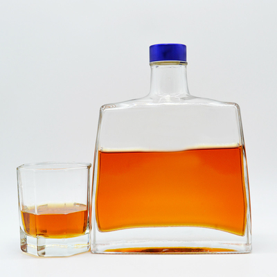 750 ml Custom Glass Flask για οινοπνευματώδη διαφανή ακανόνιστο σχήμα μπουκάλι τεκίλα