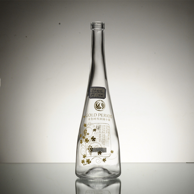 750 ml καθαρό γυάλινο μπουκάλι βότκα με υλικό γυαλιού υψηλής πυρίτιδας και τύπου σφράγισης από φελλό