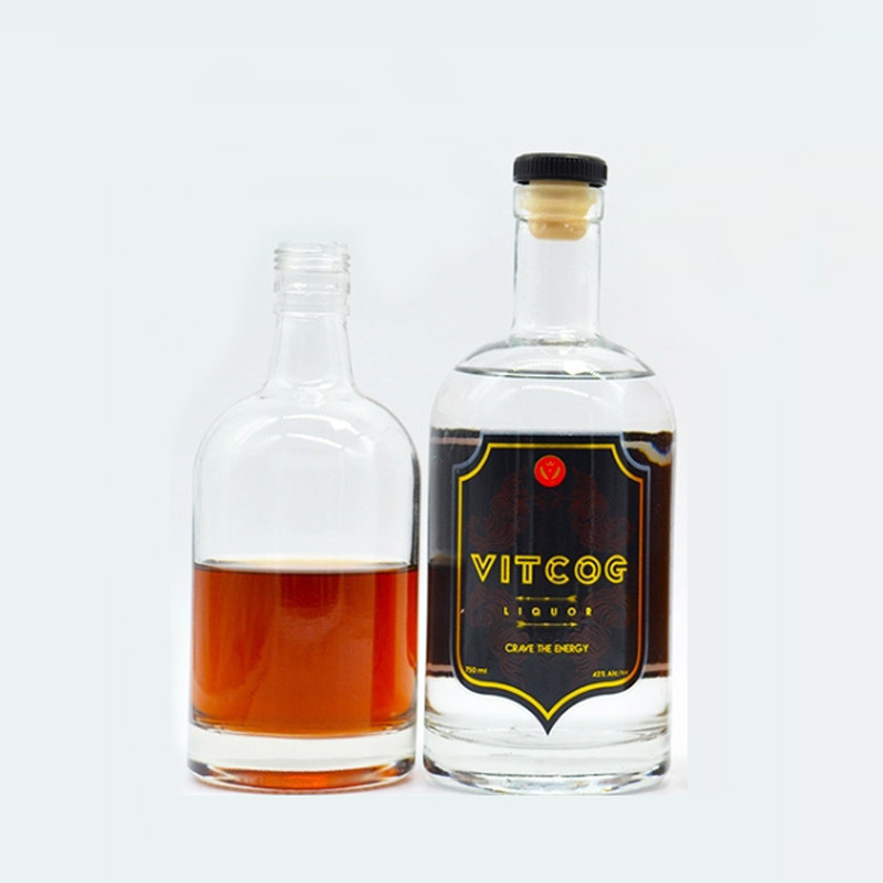 375ml 500ml 700ml 750ml Διαφορετικά μεγέθη Γυάλινα μπουκάλια για ποτό Βότκα Ουίσκι Ρομ Τζιν