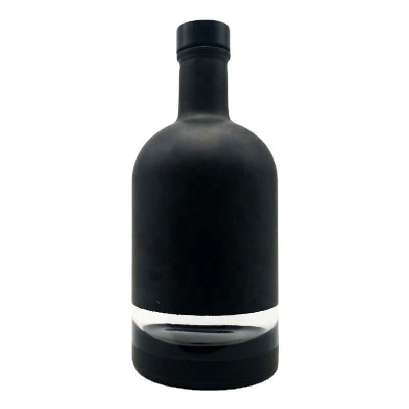 Διαυγές παγωμένο στρογγυλό 700 ml 750 ml ποτό ρούμι βότκα γυάλινο μπουκάλι με υλικό κολάρο Super Flint