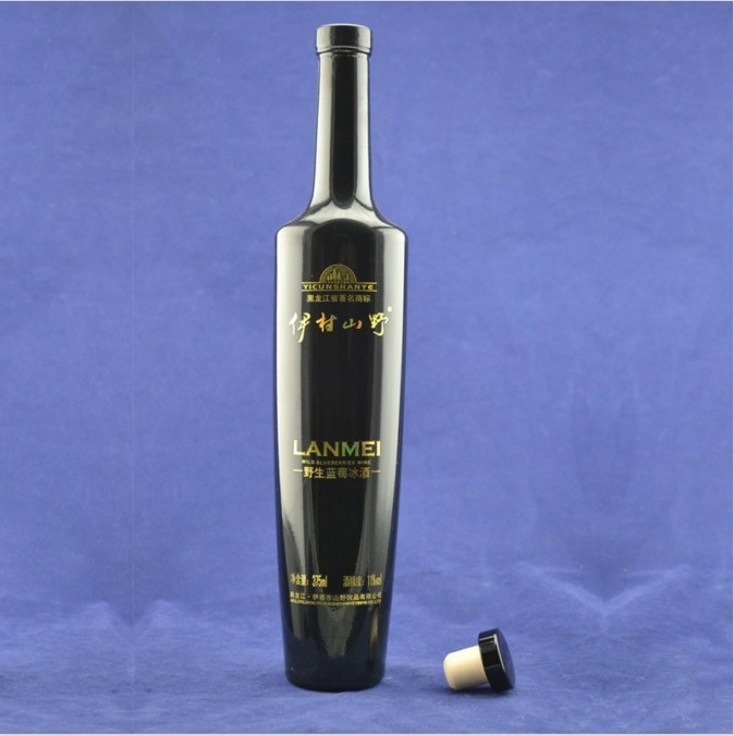 Ιδιωτικό εργοστάσιο 750 ml Μπουκάλια κρασιού από μαύρο γυαλί για κρασί/ελαιόλαδο/ουίσκι σε συσκευασία από χαρτόνι