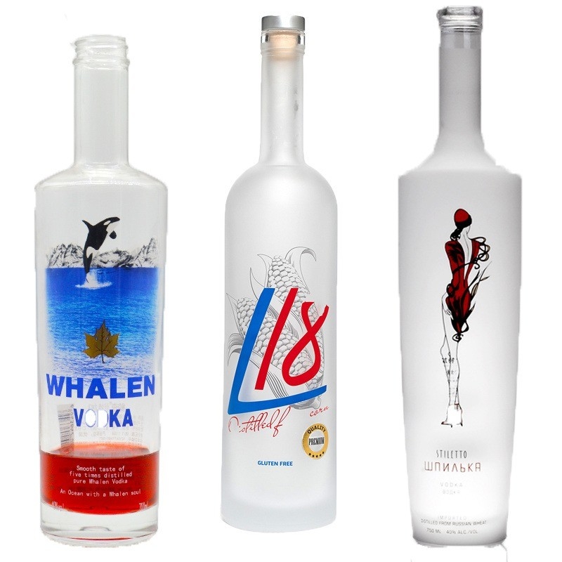 Κρυστάλλινο γυαλί 700ml 750ml 1L Τζιν Ουίσκι Βότκα Ουίσκι Μπουκάλια κρασιού για συσκευασία ποτών