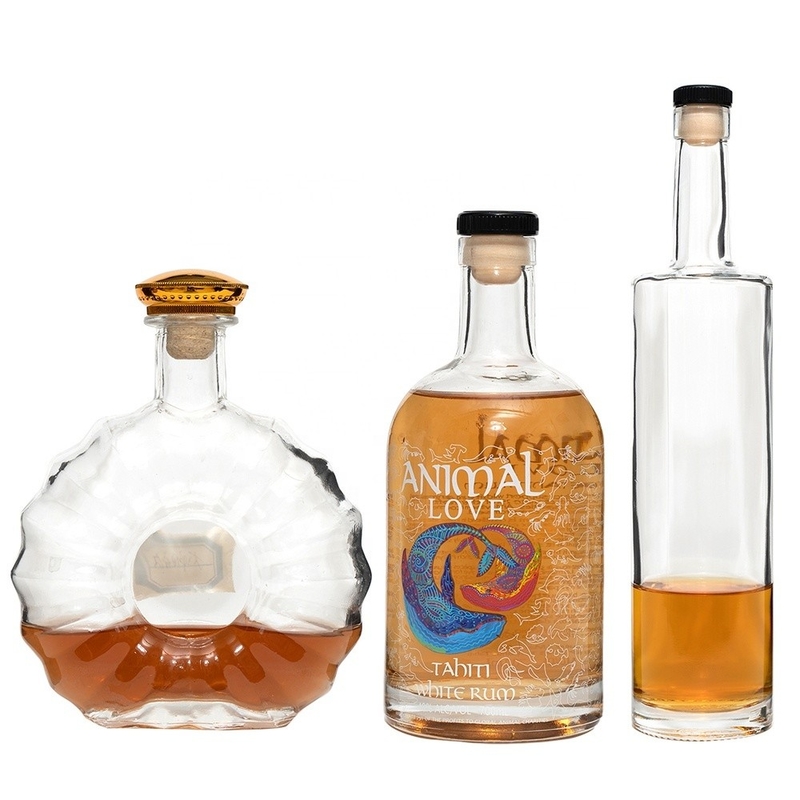 750 ml μπουκάλι γυαλιού βότκας με χειρισμό επιφάνειας Decal και εκτύπωση χρώματος κρυστάλλου