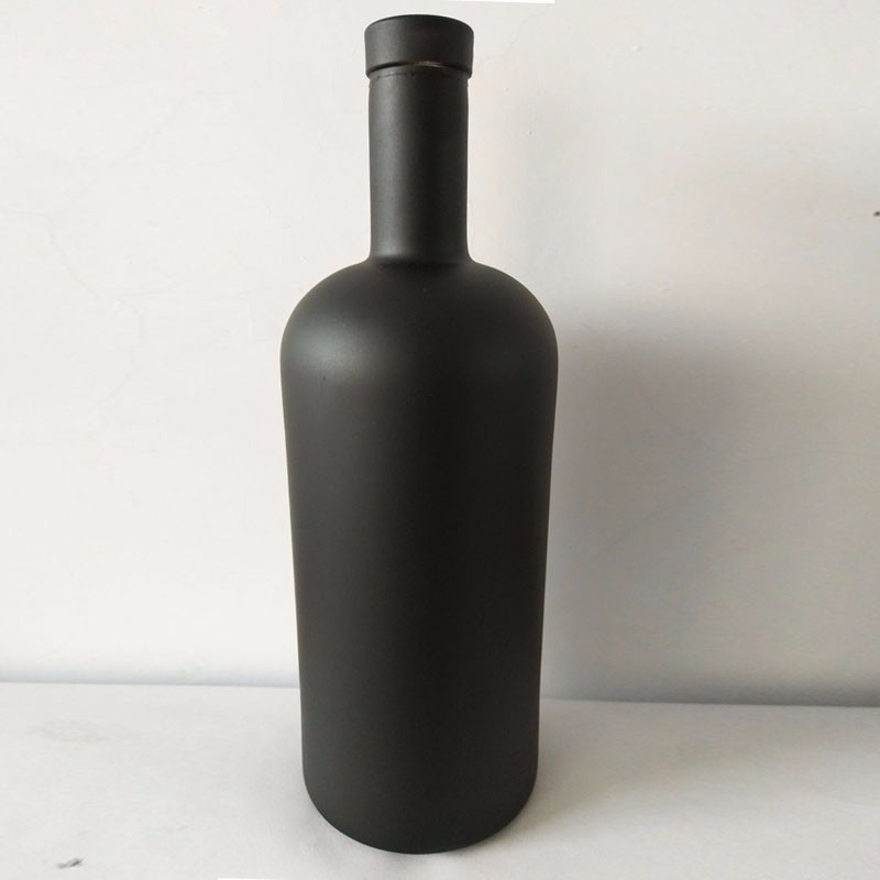 750 ml Black Label Whiskey Glass Flask με επιφάνεια Decal και σύστημα κλεισίματος από φελλό