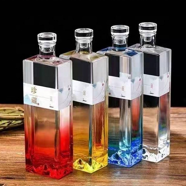 Υλικό γυαλιού Super Flint Custom Printing Square Glass Bottle για φιάλη τζιν υψηλής ποιότητας
