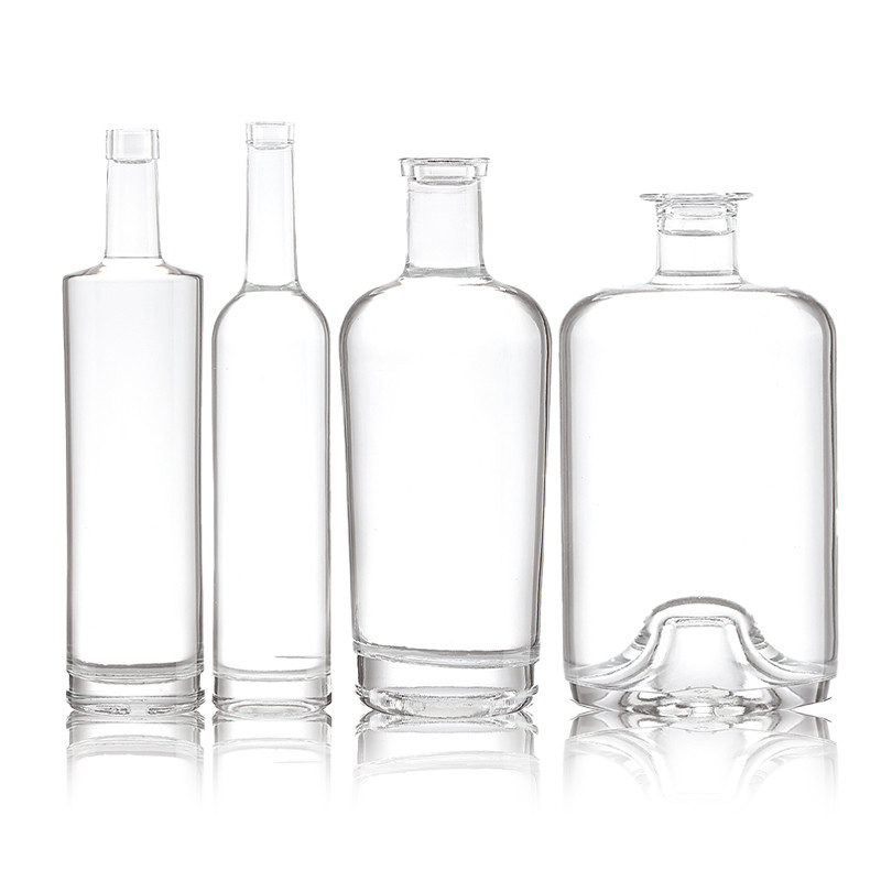 375 ml 500 ml Διαφανές παγωμένο γυάλινο μπουκάλι για βότκα τζιν ουίσκι λευκό αλκοόλ Διαφανές