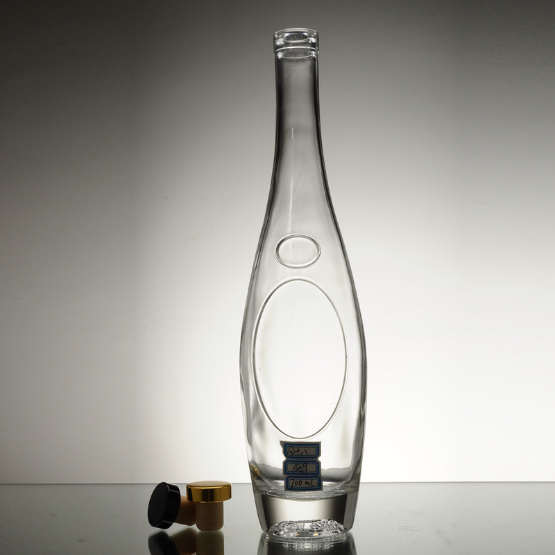 Υλικό γυαλιού υψηλής πυρίτιδας 750 ml γυάλινο μπουκάλι διαυγές μπουκάλια ελαιολάδου τύπου φελλού