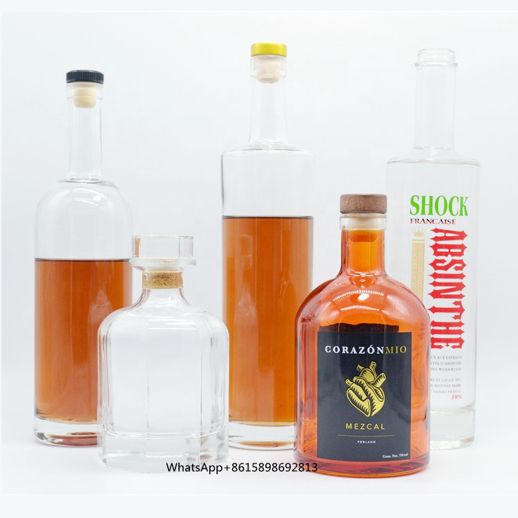 Επικαιροποιημένο λευκό γυάλινο φρεατό 350ml 500ml 700ml 750ml Βότκα Τζιν Ουίσκι Λικέρ γυάλινο μπουκάλι