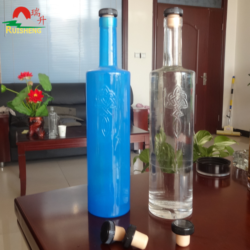 Υλικό γυαλιού υψηλής πυρίτιδας 750 ml κυλινδρικό σχήμα γυαλί μπουκάλι κρασιού για αλκοόλ